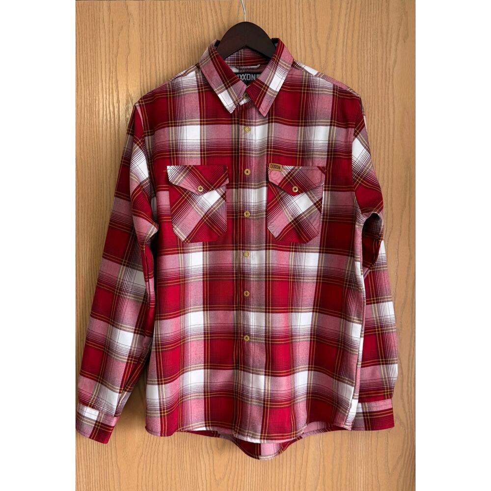 Dixxon | Mens Medium | Red Plaid Flannel Camp Shirt | Snap Front Noel | NWOT